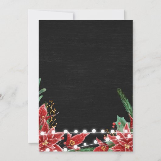 Red Poinsettia | kerstbruiloft met Chalkboard Kaart (Achterkant)