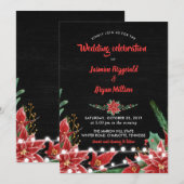 Red Poinsettia | kerstbruiloft met Chalkboard Kaart (Voorkant / Achterkant)
