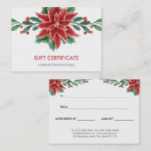 Red Poinsettia kerstcadeaubon Kortingskaartje (Voorkant / Achterkant)