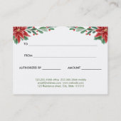 Red Poinsettia kerstcadeaubon Kortingskaartje (Achterkant)