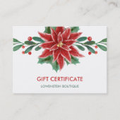 Red Poinsettia kerstcadeaubon Kortingskaartje (Voorkant)