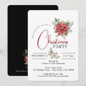 RED POINSETTIA KERSTFEEST KAART (Voorkant / Achterkant)