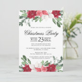 Red Poinsettia kerstfeest Kaart (Staand voorkant)