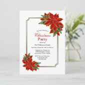 Red Poinsettia kerstfeest Kaart (Staand voorkant)