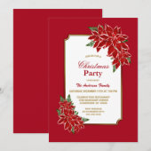 Red Poinsettia kerstfeest Kaart (Voorkant / Achterkant)