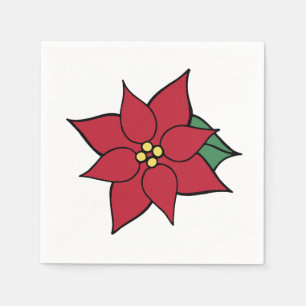 Red Poinsettia kerstfeest Napkins Servet