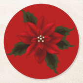Red Poinsettia kerstfeest Ronde Kartonnen Onderzetter (Voorkant)