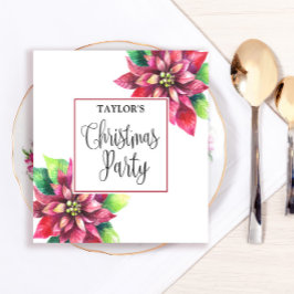 Red Poinsettia kerstfeest Servet