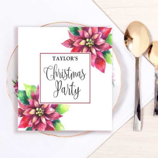 Red Poinsettia kerstfeest Servet