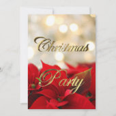 Red Poinsettia kerstfeest Uitnodiging legant (Voorkant)