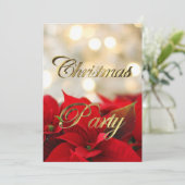 Red Poinsettia kerstfeest Uitnodiging legant (Staand voorkant)