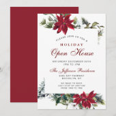 Red Poinsettia kerstfeestdag Kaart (Voorkant / Achterkant)