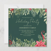 Red Poinsettia kerstfeestdag Kaart (Voorkant)