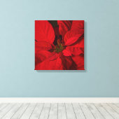 Red Poinsettia kerstFeestdagen Canvas Afdruk (Insitu (Houten vloer))