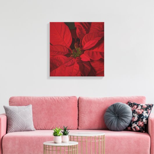 Red Poinsettia kerstFeestdagen Canvas Afdruk (Insitu (Woonkamer))
