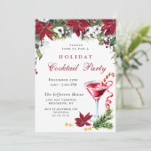 Red Poinsettia kerstfeestfeest Kaart (Staand voorkant)