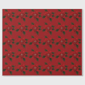 Red Poinsettia kerstglanzend kerstpapier Cadeaupapier (Vlak)