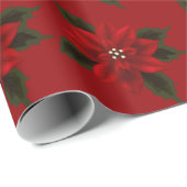 Red Poinsettia kerstglanzend kerstpapier Cadeaupapier (Rol Hoek)
