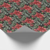Red Poinsettia kerstinpakpapier Cadeaupapier (Hoek)
