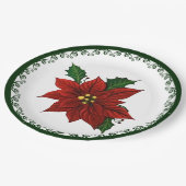 Red Poinsettia Kerstmis Floral Holiday Papieren Bordje (Gekanteld)