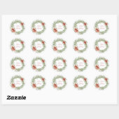 Red Poinsettia Kerstmis Greenery Wreath Ronde Sticker (Vel)