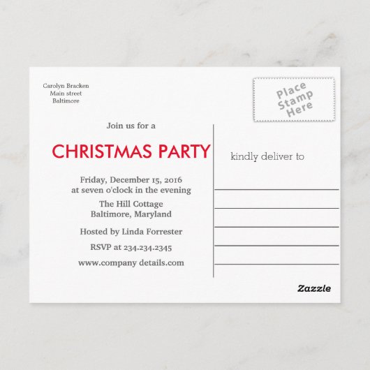 Red Poinsettia Kerstmis grote monogram feestdag Briefkaart (Achterkant)