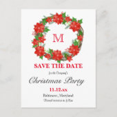 Red Poinsettia Kerstmis grote monogram feestdag Briefkaart (Voorkant)