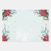 Red Poinsettia Kerstmis Inpakpapier Vel (Voorkant 3)