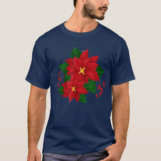 Red Poinsettia Kerstmis met Poinsettia Bloem P T-shirt