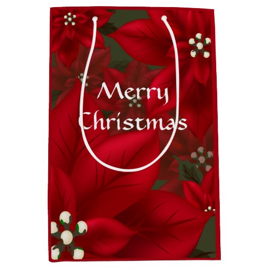 Red Poinsettia Kerstmis MGB Medium Cadeauzakje (Voorkant)