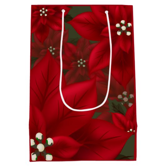 Red Poinsettia Kerstmis MGB Medium Cadeauzakje (Achterkant)