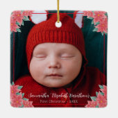 Red Poinsettia Kerstmis - Persoonlijke foto Keramisch Ornament (Achterkant)