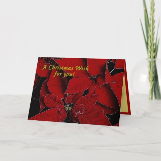 Red Poinsettia Kerstmis voor jou Feestdagen Kaart (Voorkant)