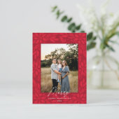 Red Poinsettia kerstontwerp Feestdagenkaart (Staand voorkant)