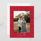 Red Poinsettia kerstontwerp Feestdagenkaart (Voorkant / Achterkant)