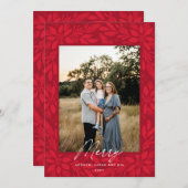 Red Poinsettia kerstontwerp Feestdagenkaart (Voorkant / Achterkant)