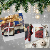 Red Poinsettia kerstpatroon Cadeaupapier