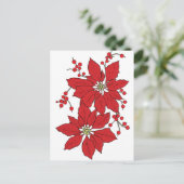Red Poinsettia kerstpatroon Feestdagenkaart (Staand voorkant)