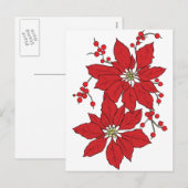 Red Poinsettia kerstpatroon Feestdagenkaart (Voorkant / Achterkant)