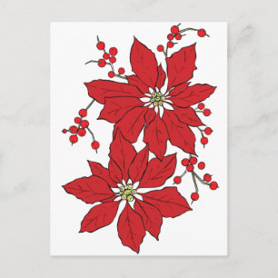 Red Poinsettia kerstpatroon Feestdagenkaart