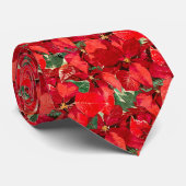 Red Poinsettia kerstpatroon Stropdas (Opgerold)