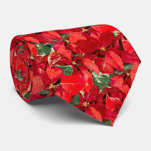 Red Poinsettia kerstpatroon Stropdas