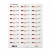 Red Poinsettia Kerstvakantie Retouradres Etiket (Full Sheet)