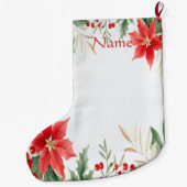 Red Poinsettia Kerstvakantie Stocking Grote Kerstsok (Achterkant)