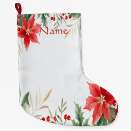 Red Poinsettia Kerstvakantie Stocking Grote Kerstsok