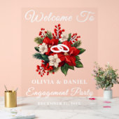 Red Poinsettia kerstverlovingsfeest welkom Acryl Bord (Huwelijk)
