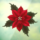 Red Poinsettia kerstvinylvensterkoeling Raamsticker (Vel 3)