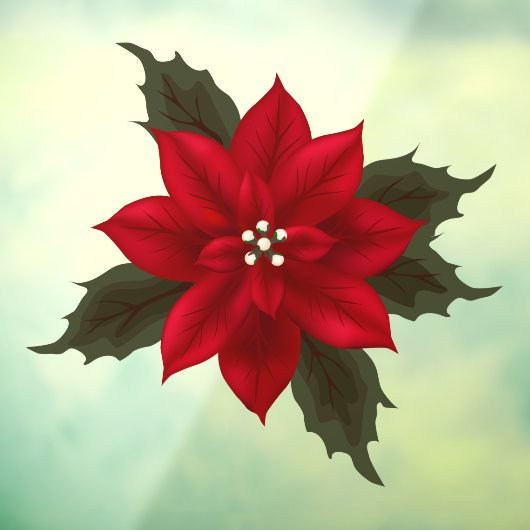 Red Poinsettia kerstvinylvensterkoeling Raamsticker (Vel 3)