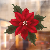 Red Poinsettia kerstvinylvensterkoeling Raamsticker (Vel 2)