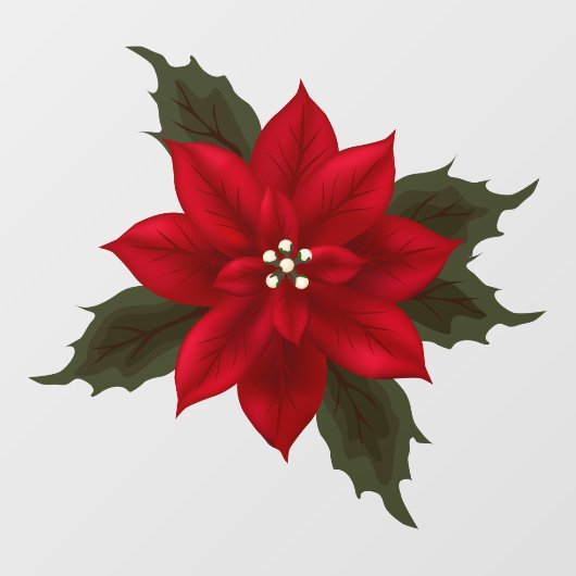 Red Poinsettia kerstvinylvensterkoeling Raamsticker (Vel)